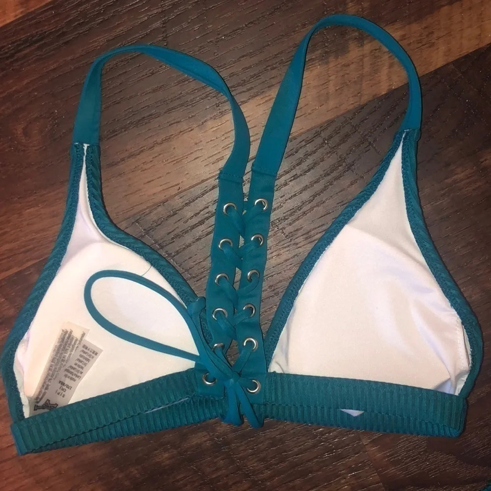 New Victoria’s Secret Pink Ribbed Bikini Teal - Picture 3 of 4